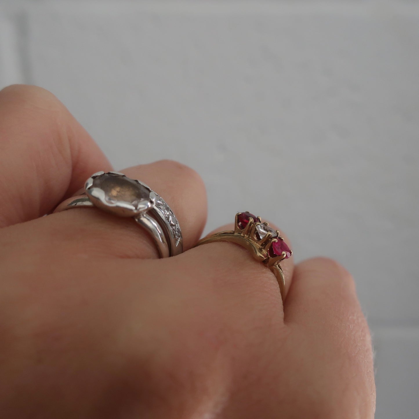 Vintage 3 Stone Ruby Ring