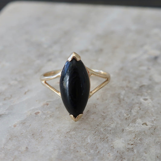 Vintage Black Stone Marquee Ring