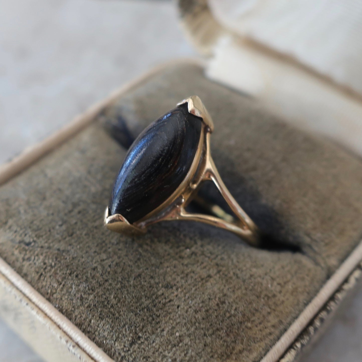 Vintage Black Stone Marquee Ring