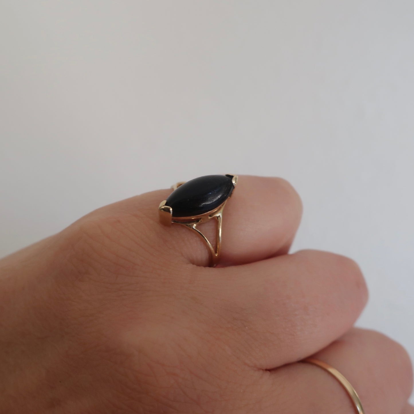 Vintage Black Stone Marquee Ring