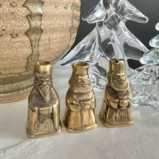 Brass Figural Wisemen Candle Holders