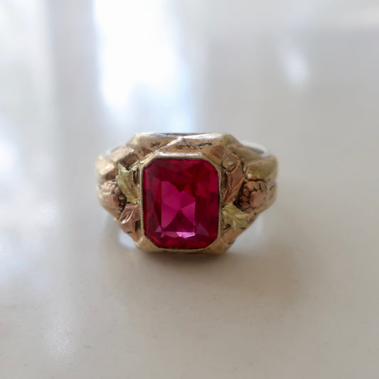 Vintage Unisex  Ruby Statement Ring