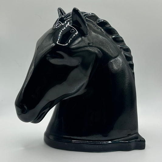 Abingdon Pottery Black Glazed Horse Head Bookend