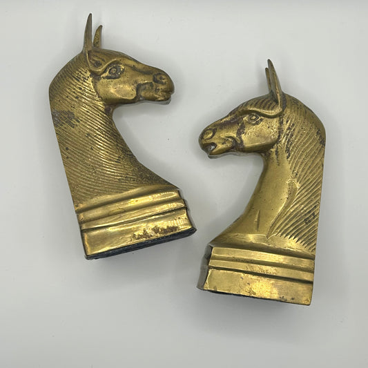 Brass Horse Head Bookends