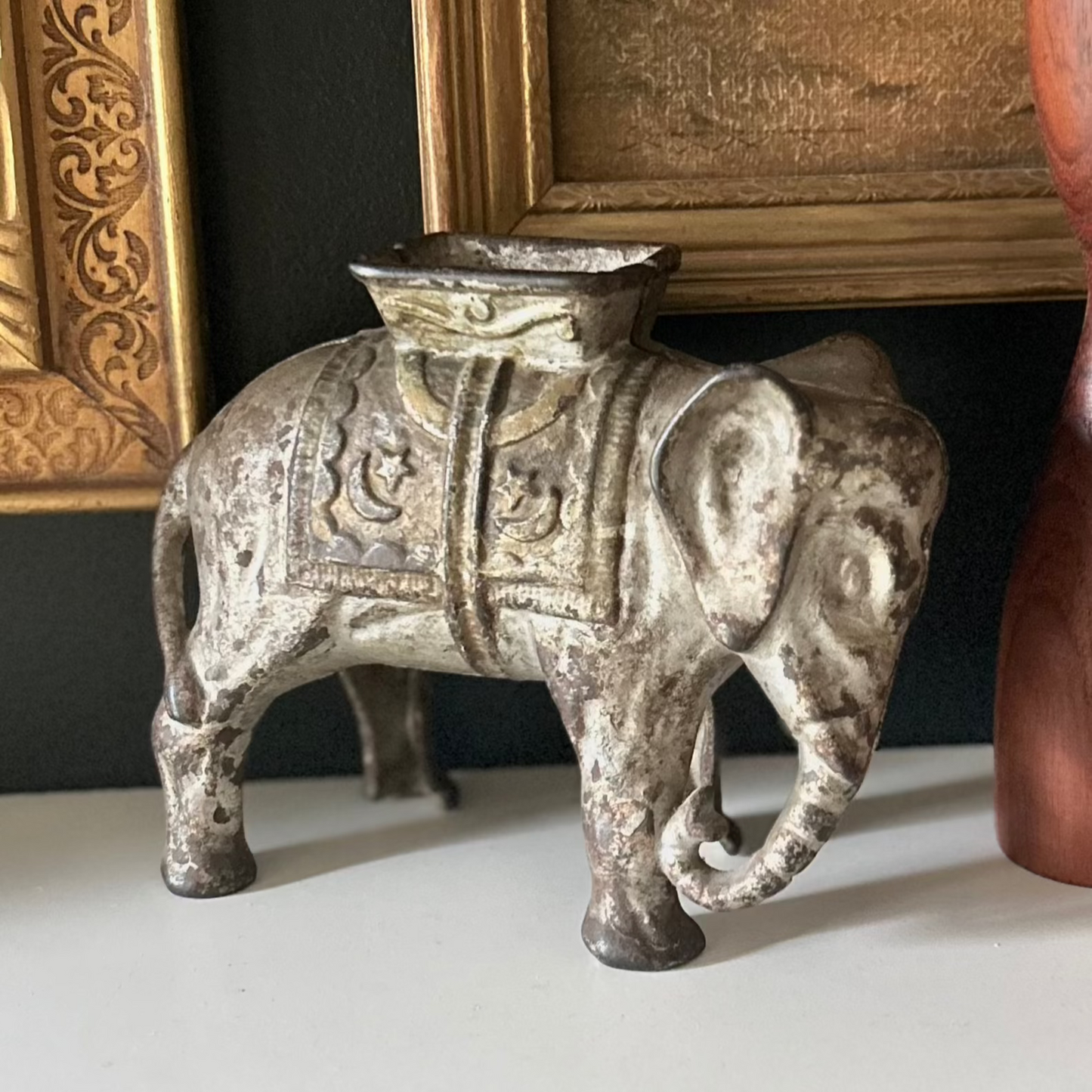 Antique Cast Elephant Coin Slot Bank