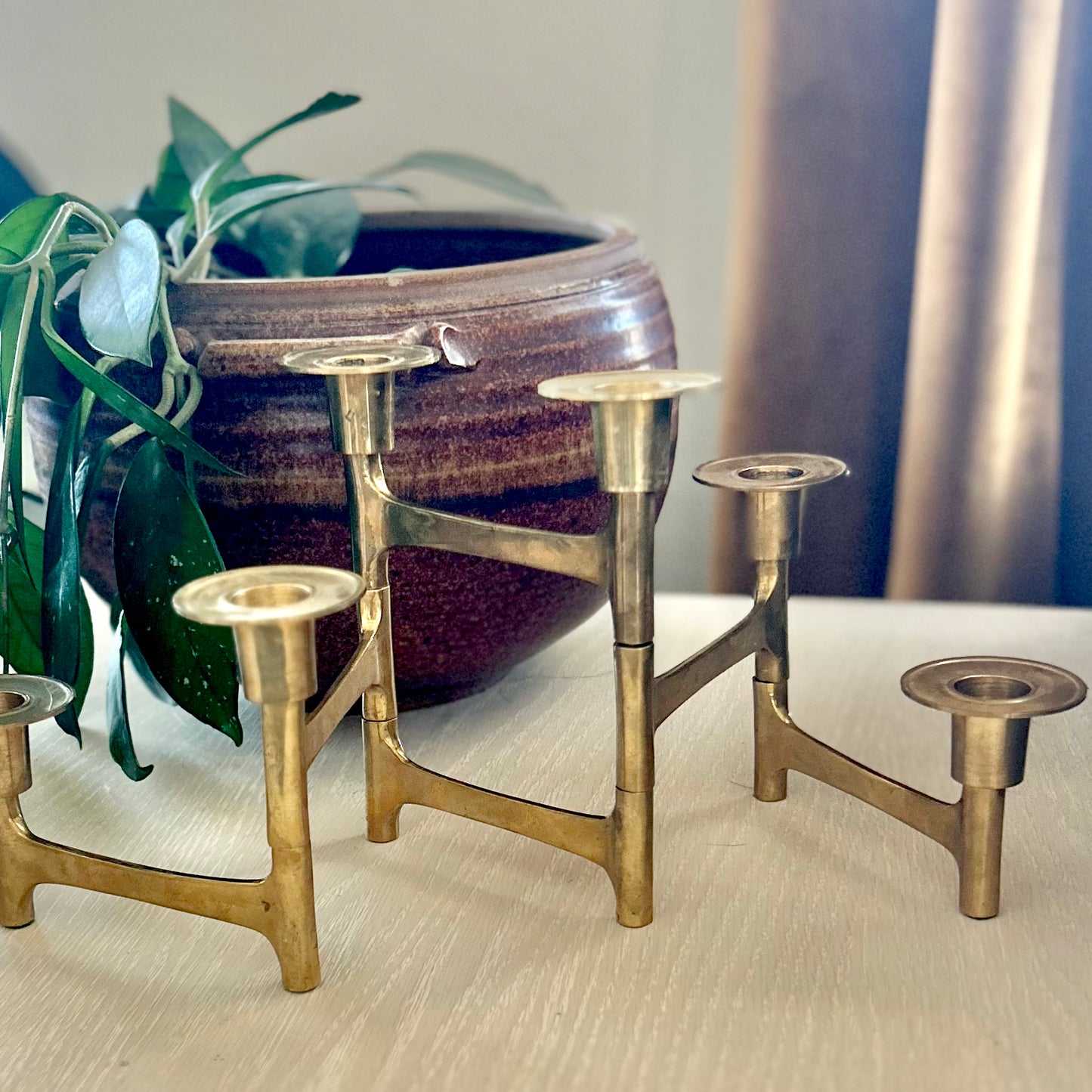 Mid-Century Modern Brass Candleholder