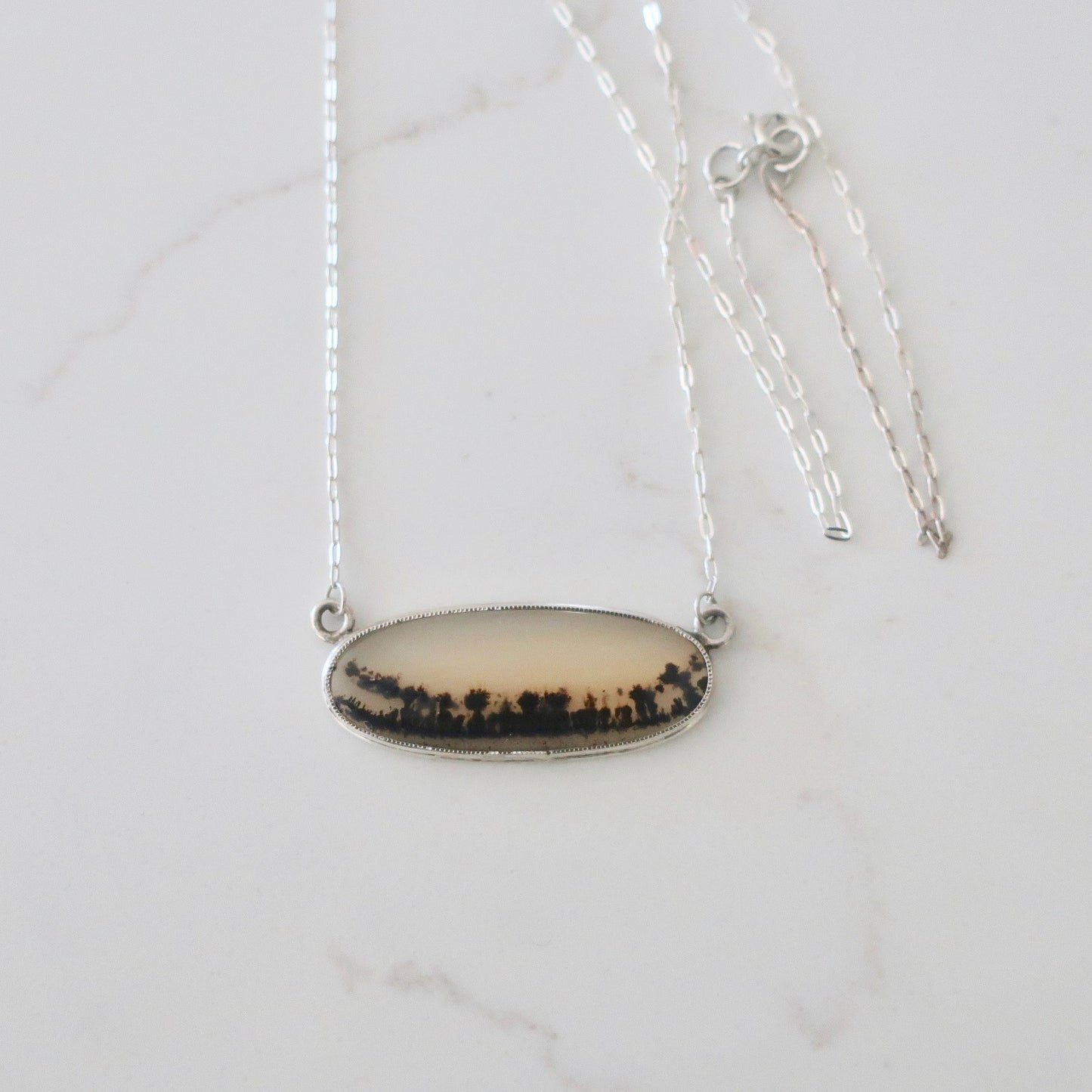 Vintage Art Deco Dendritic Agate Pendant Pendant