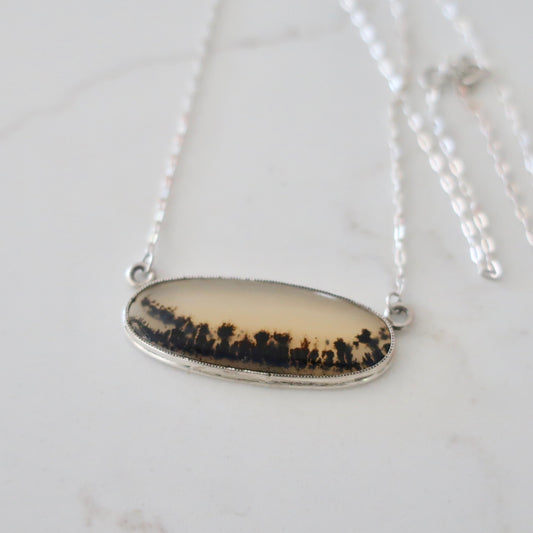 Vintage Art Deco Dendritic Agate Pendant Pendant