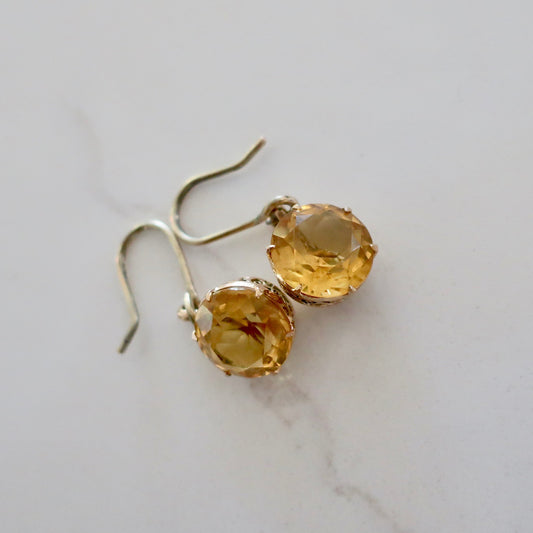 Vintage 14kt Gold Citrine Earrings