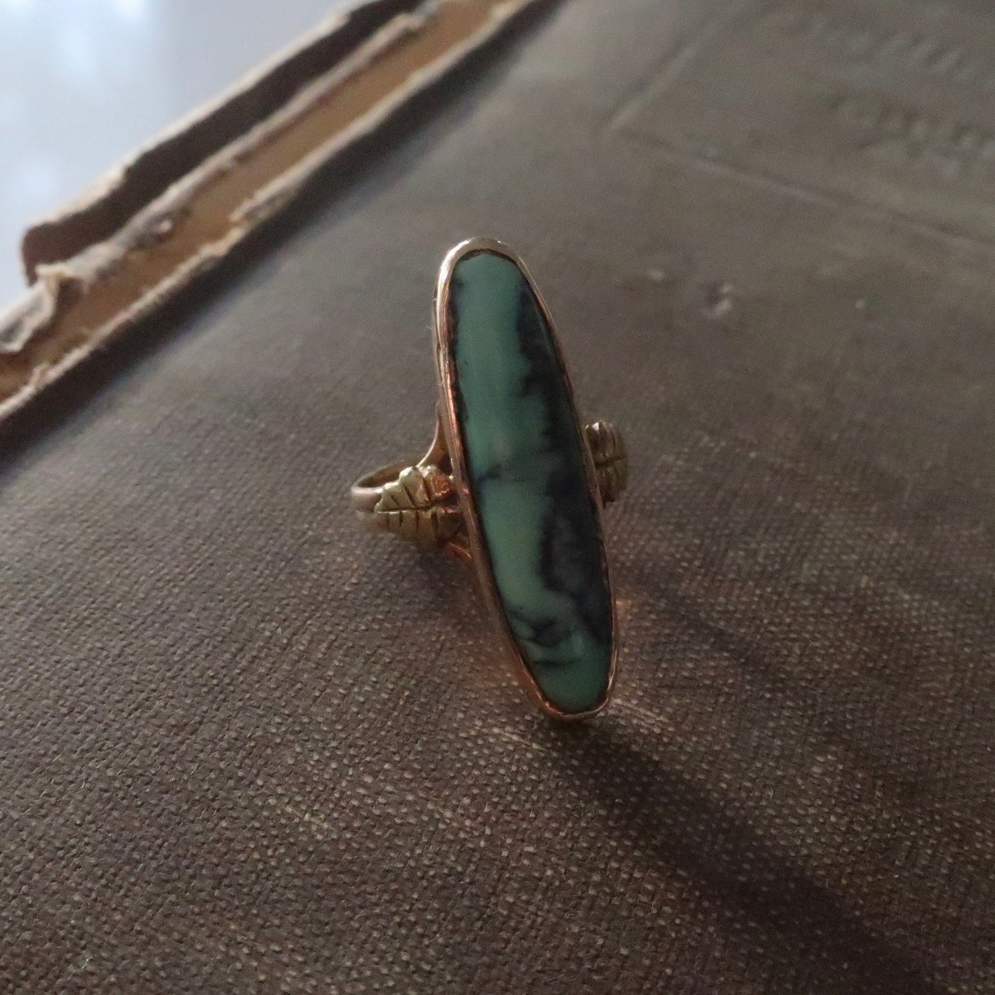 Antique Turquoise and Gold Pinky Ring