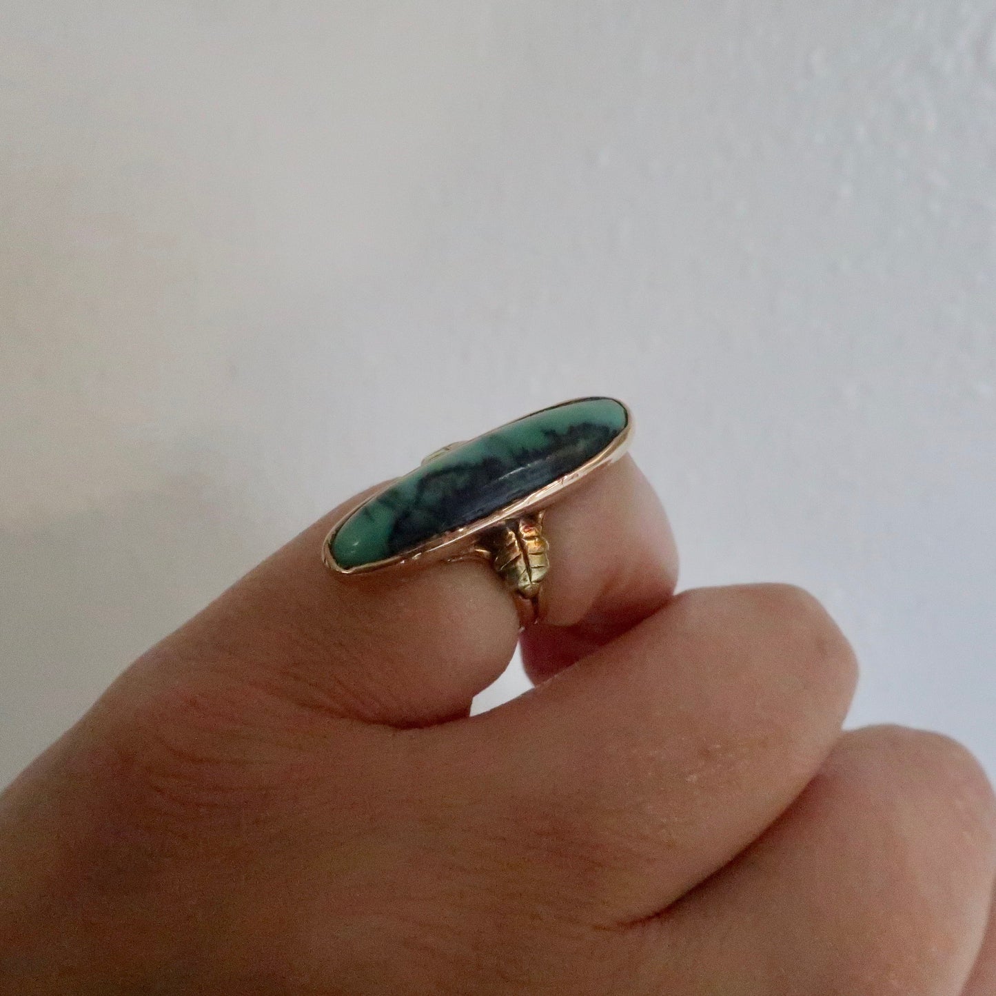 Antique Turquoise and Gold Pinky Ring