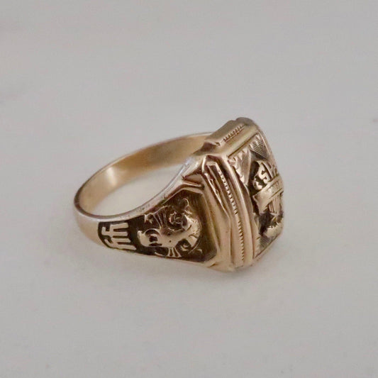 Vintage Class Ring With Tigers