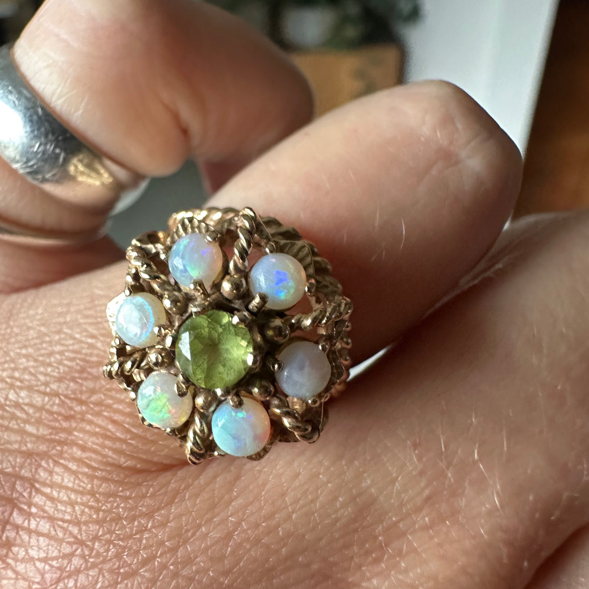 Vintage Opal Flower Ring