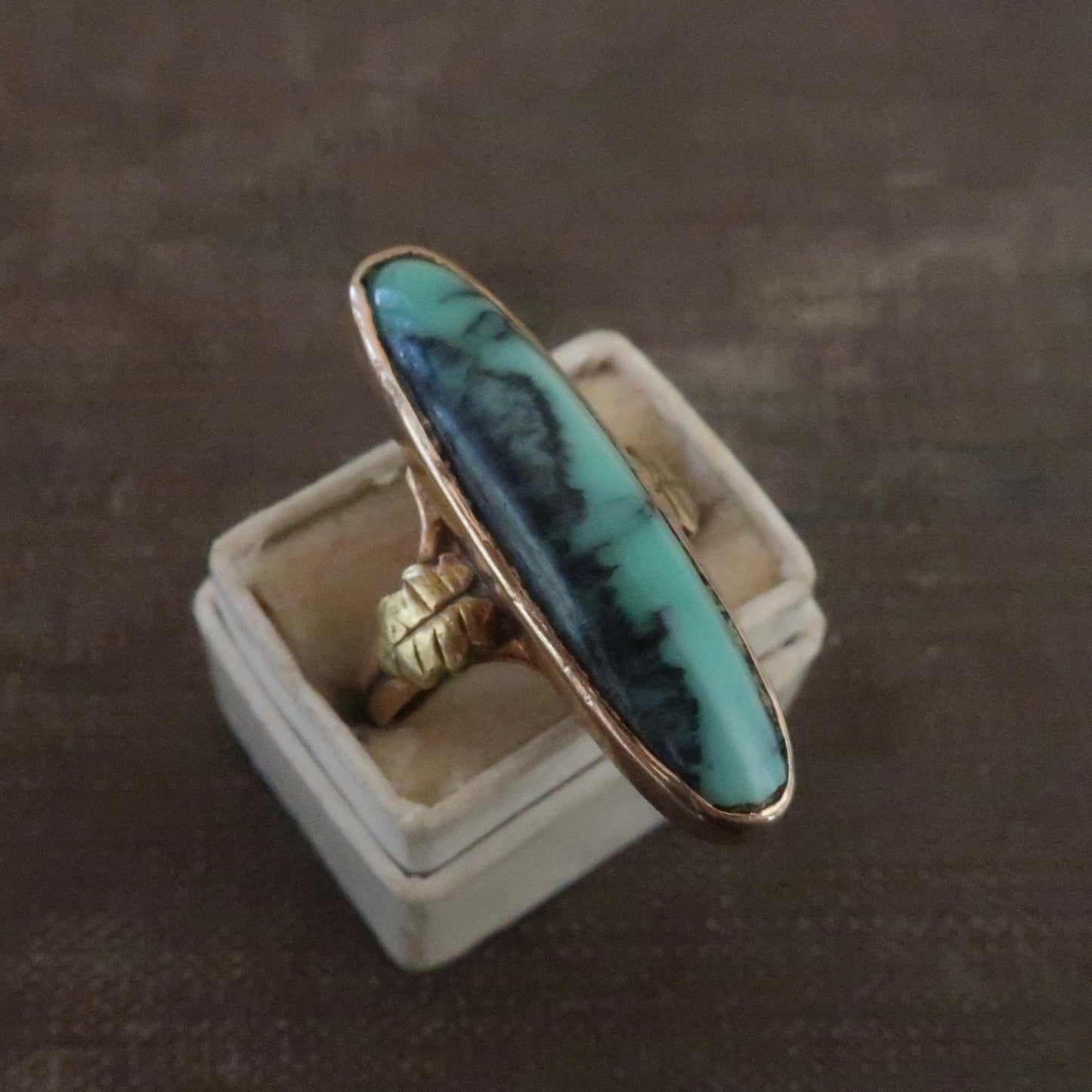 Antique Turquoise and Gold Pinky Ring