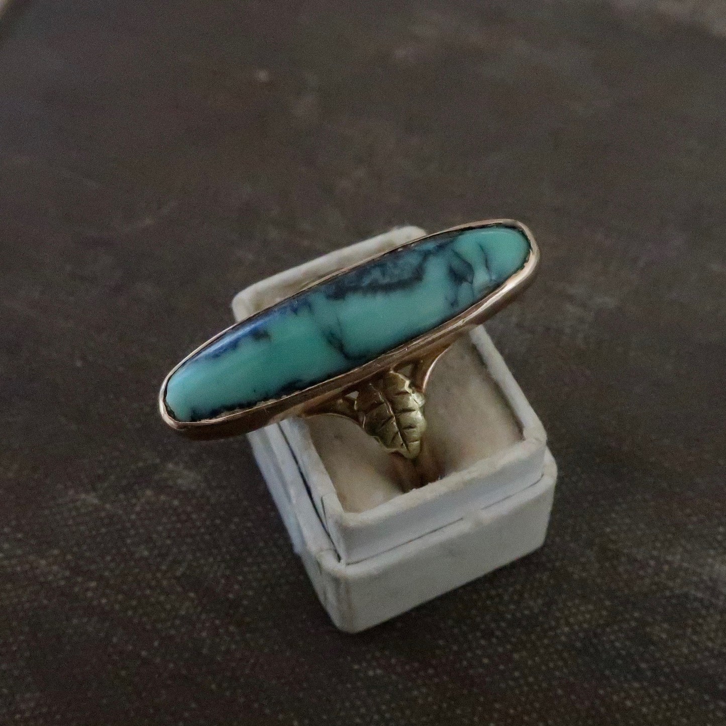Antique Turquoise and Gold Pinky Ring