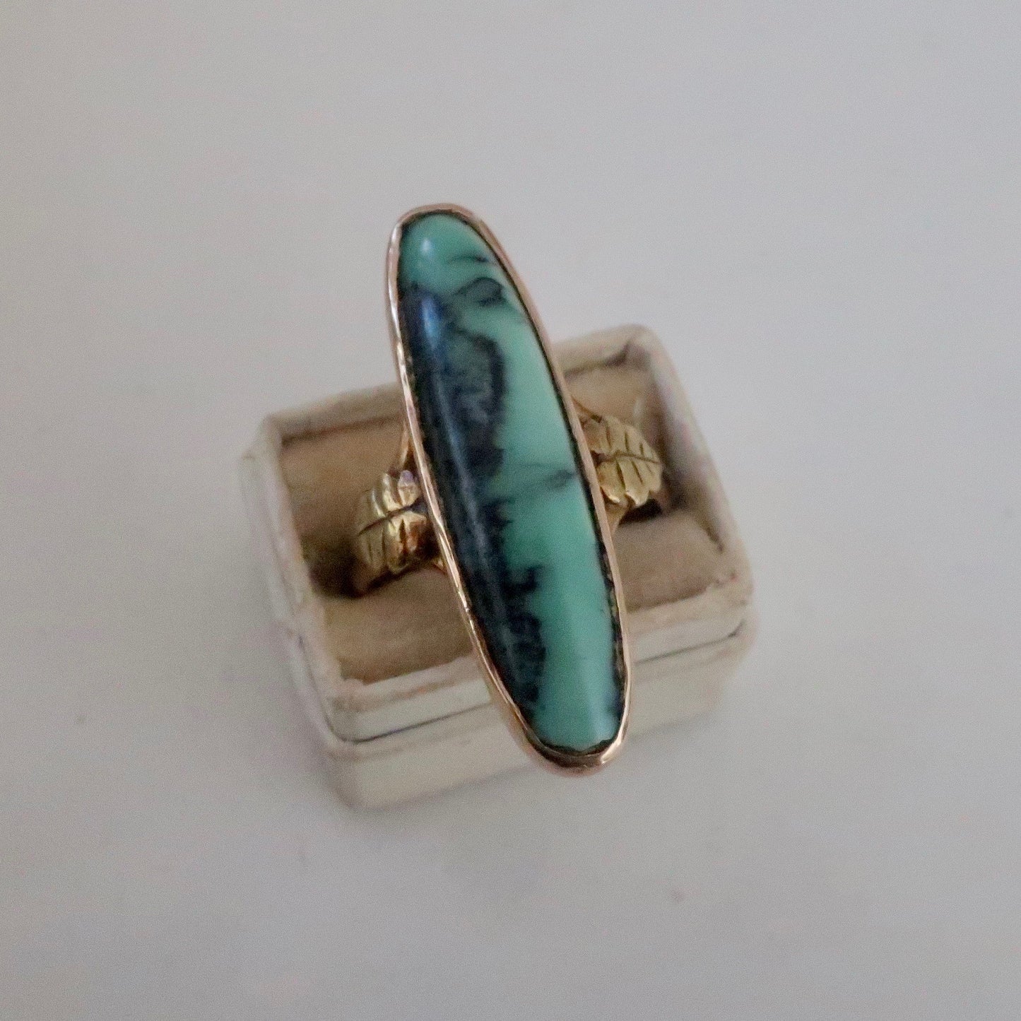 Antique Turquoise and Gold Pinky Ring