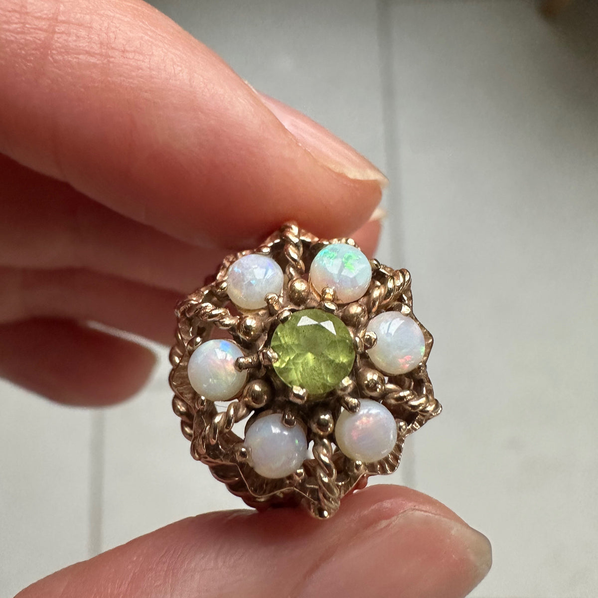 Vintage Opal Flower Ring