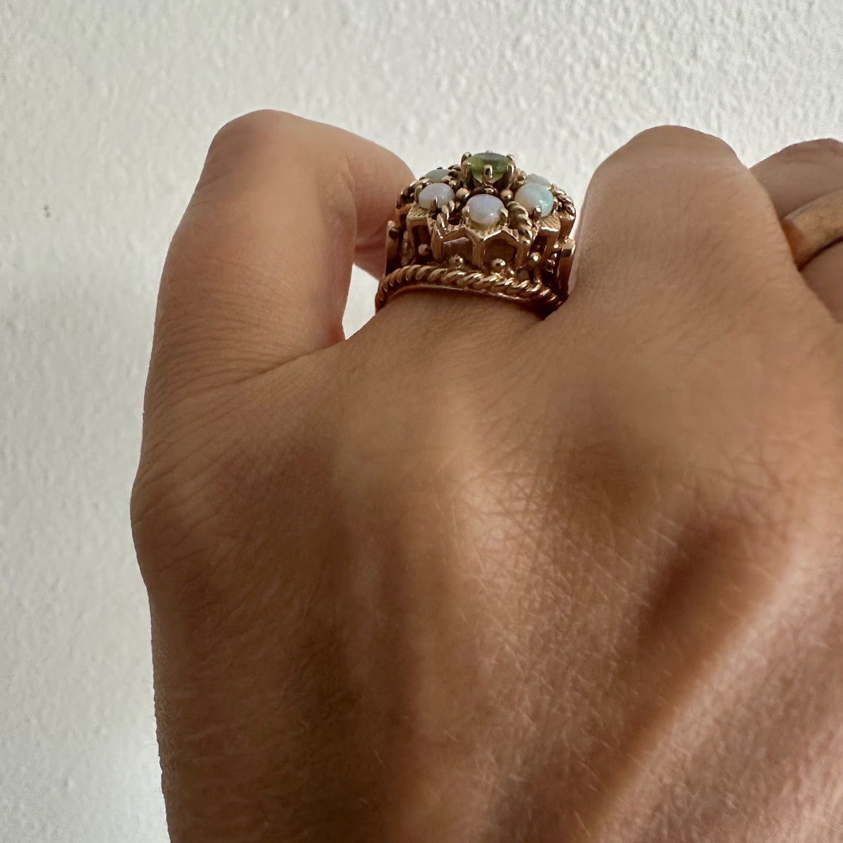 Vintage Opal Flower Ring