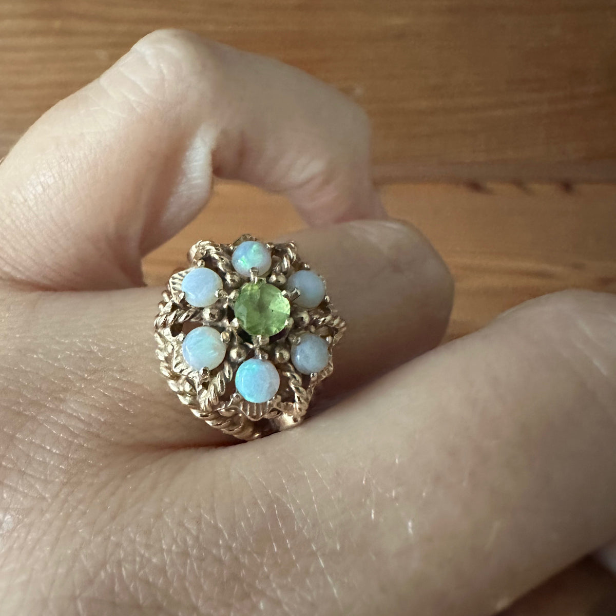 Vintage Opal Flower Ring