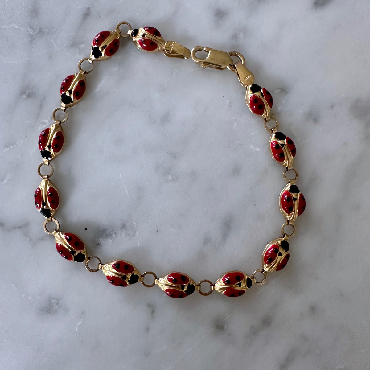Vintage Enameled Lady Bug Bracelet