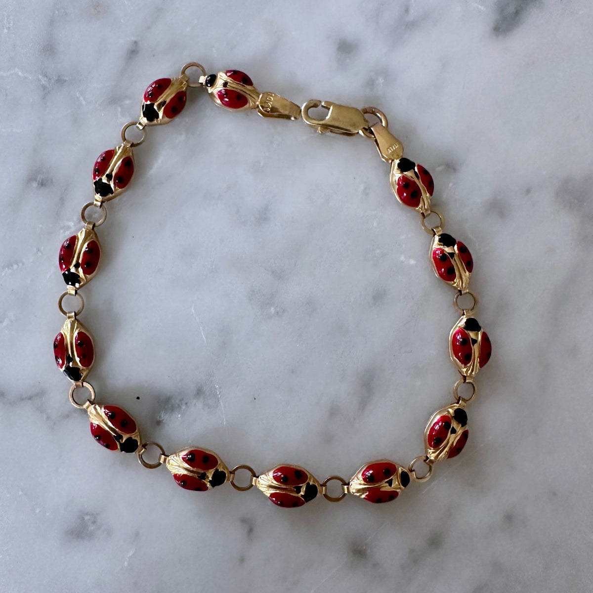 Vintage Enameled Lady Bug Bracelet