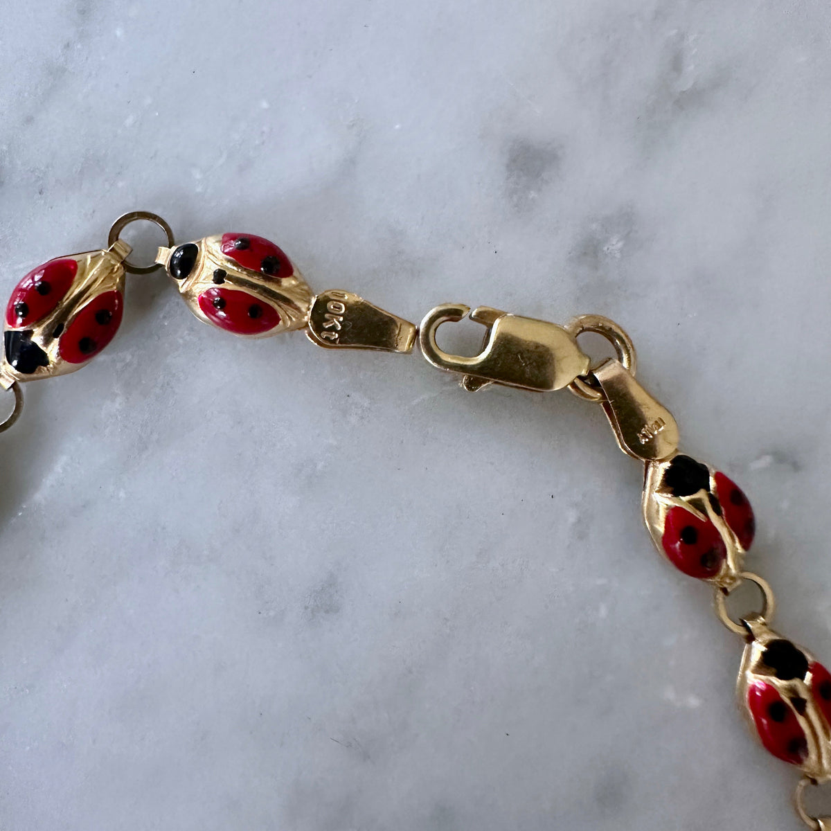 Vintage Enameled Lady Bug Bracelet