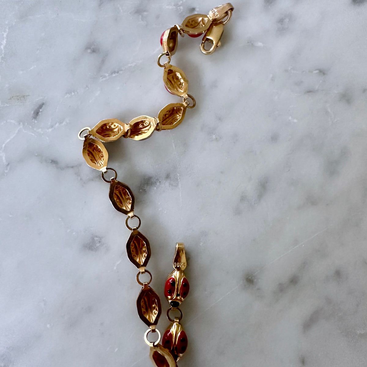 Vintage Enameled Lady Bug Bracelet