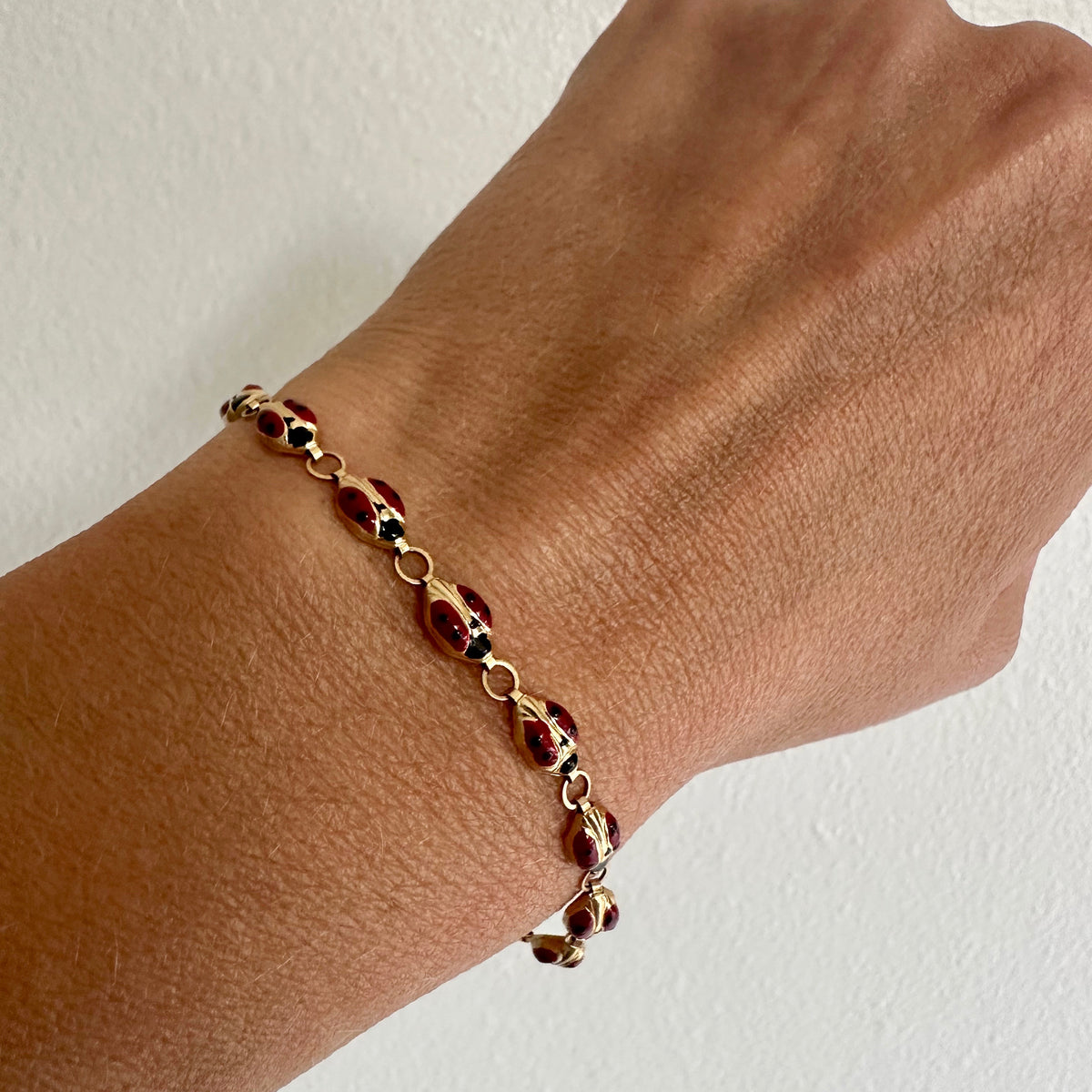 Vintage Enameled Lady Bug Bracelet