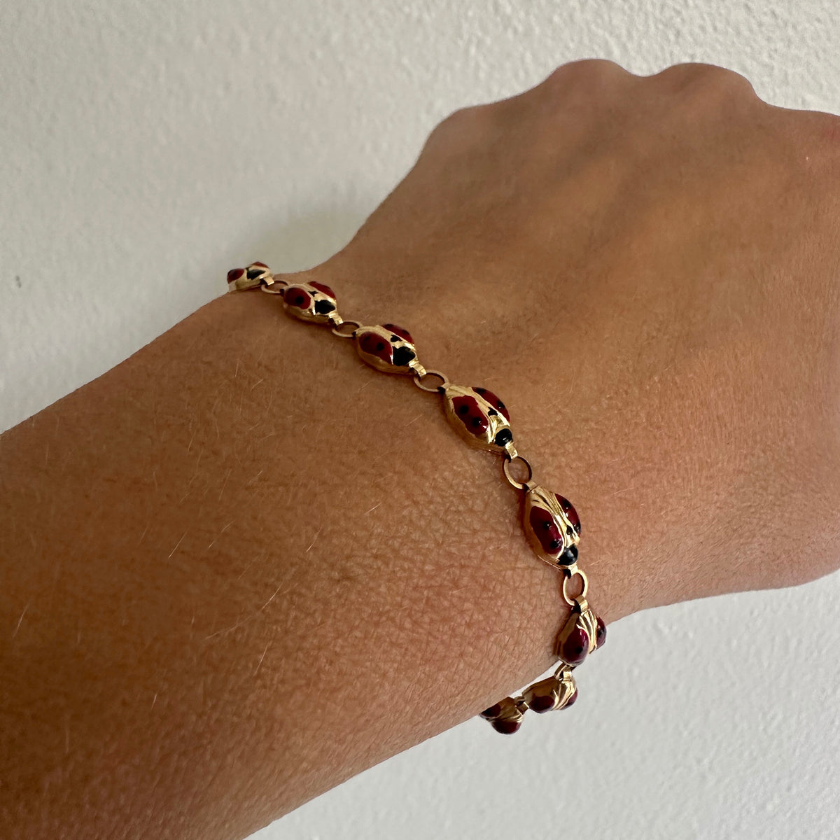 Vintage Enameled Lady Bug Bracelet