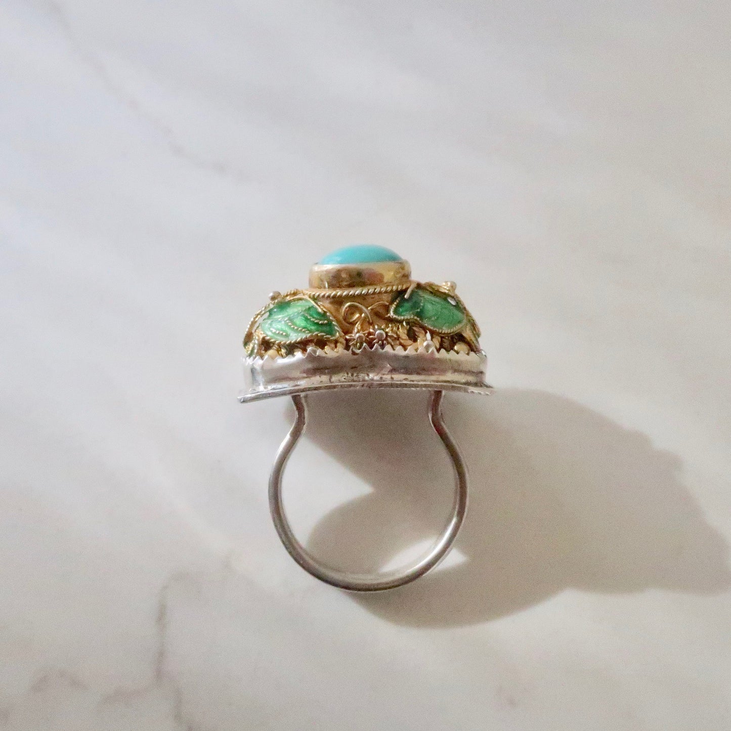 Vintage Vermeil and Enameled Turquoise Ring