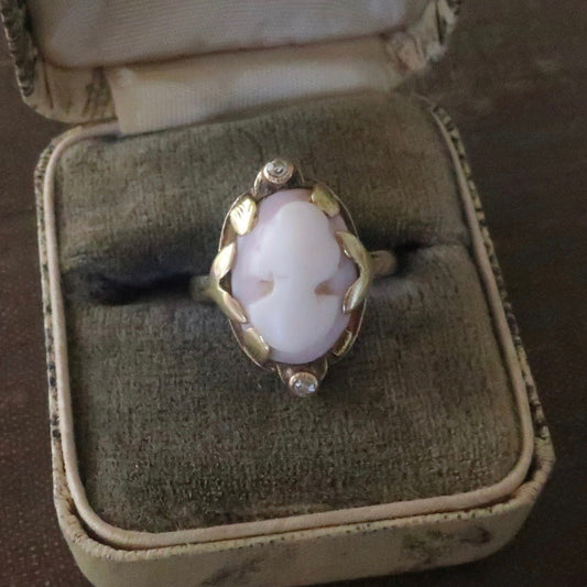 Antique Victorian Cameo and Diamond Ring