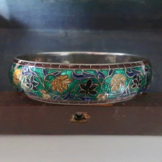 Vintage Enameled Sterling Bracelet