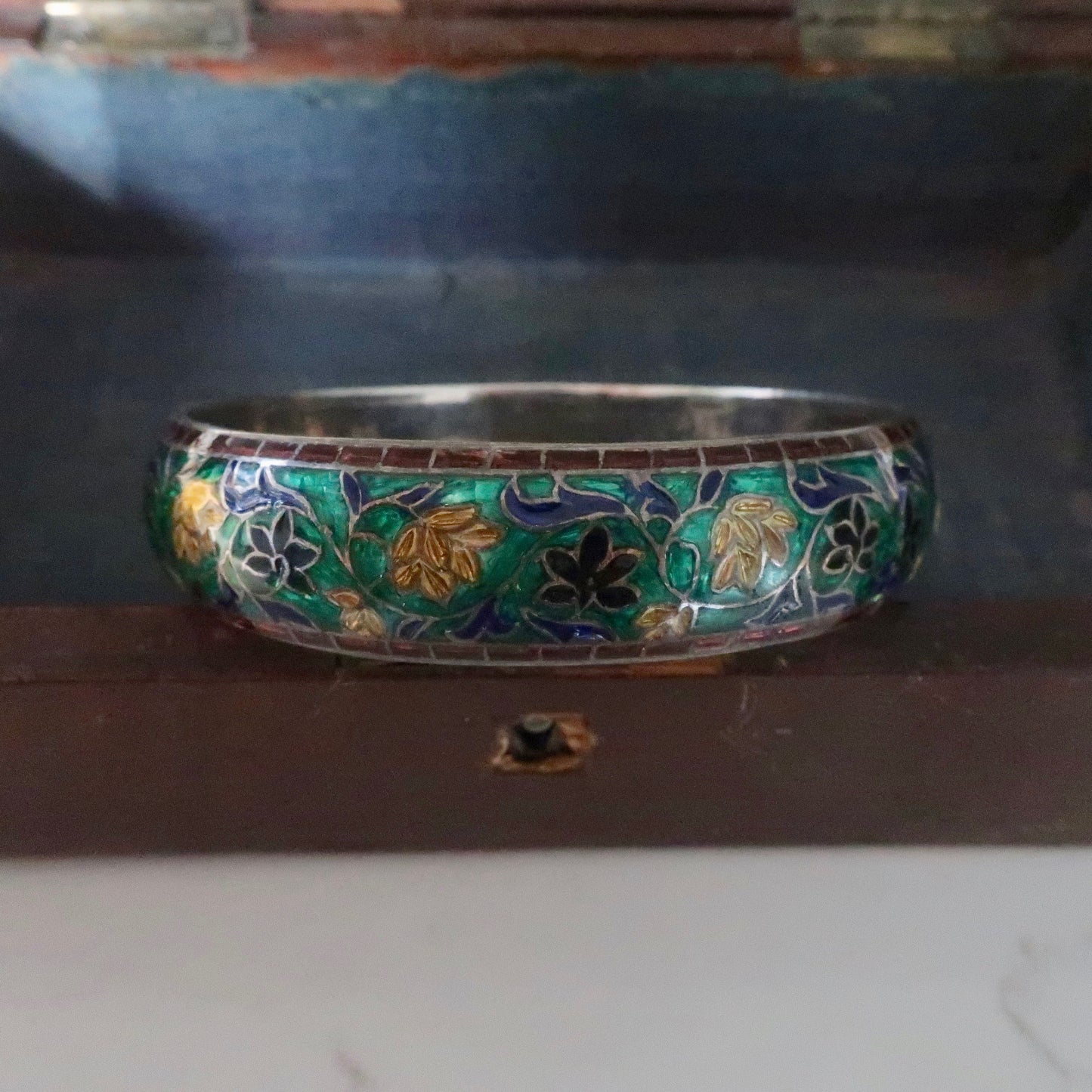 Vintage Enameled Sterling Bracelet