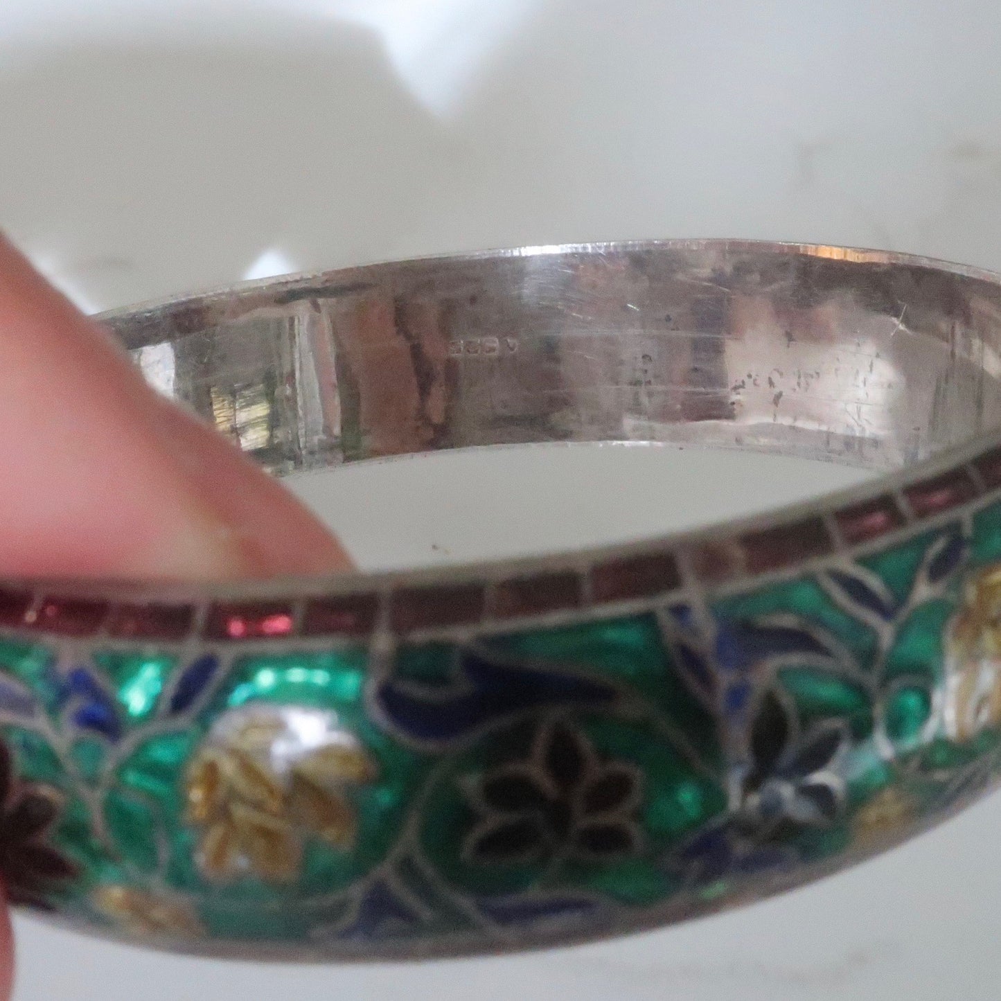 Vintage Enameled Sterling Bracelet