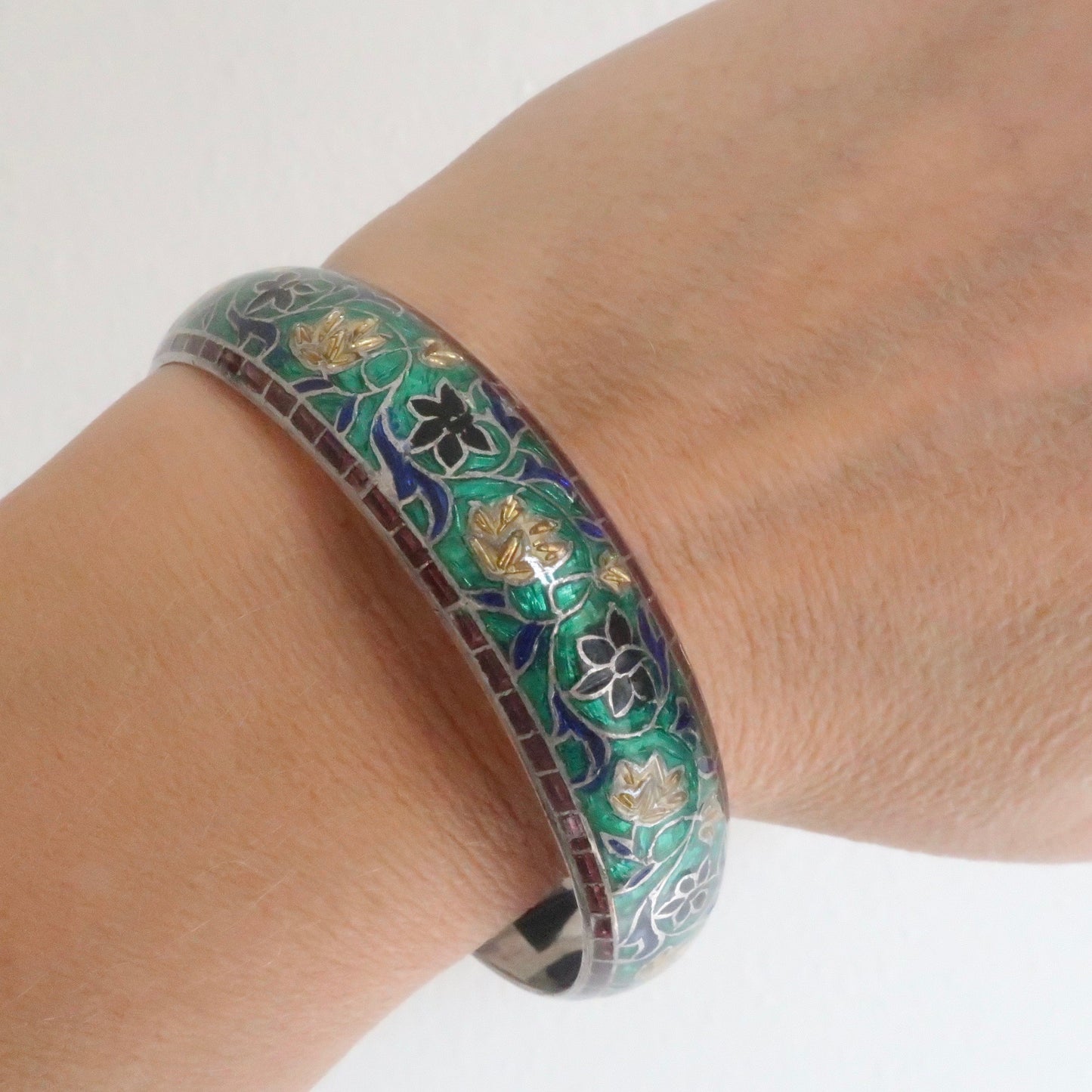 Vintage Enameled Sterling Bracelet