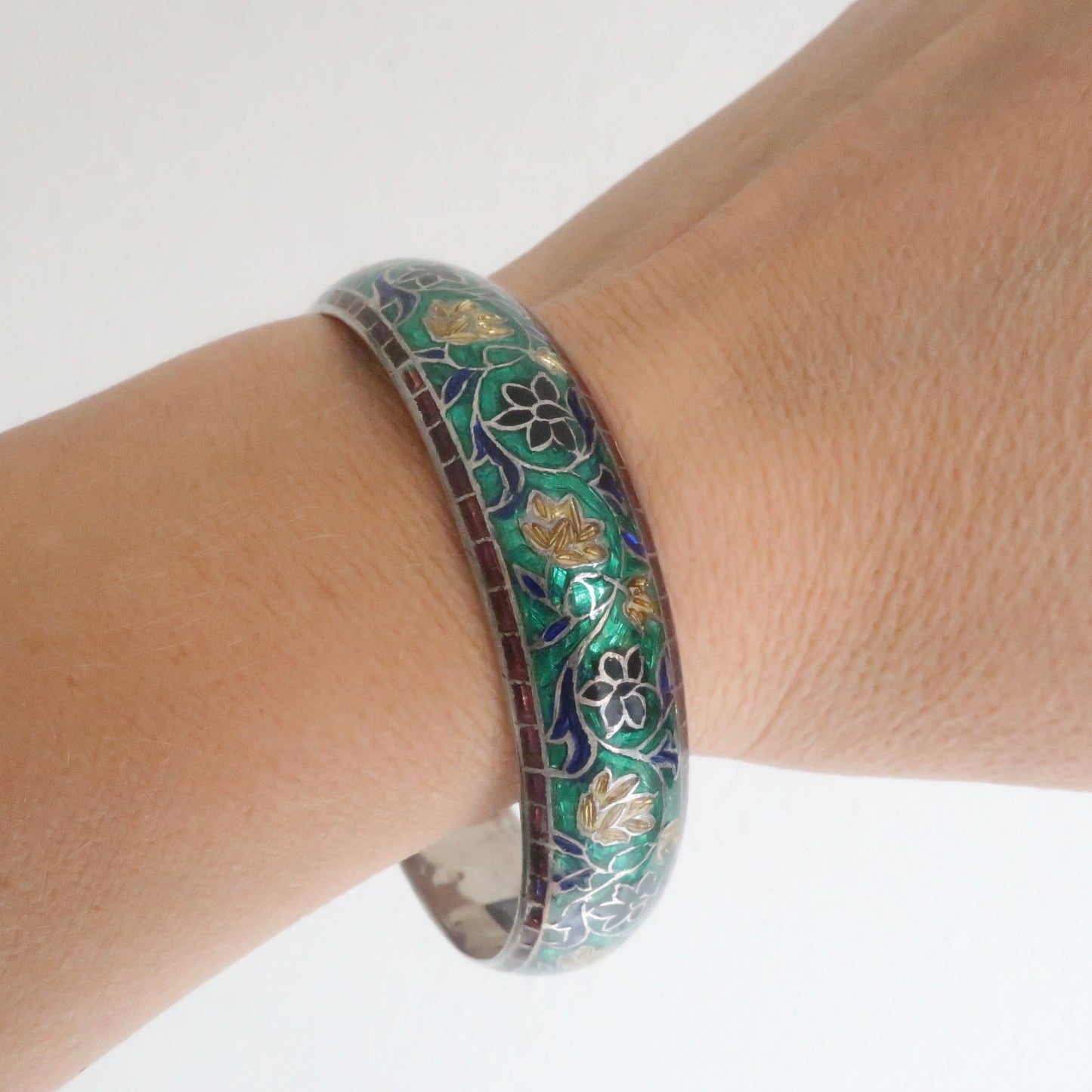 Vintage Enameled Sterling Bracelet